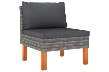 4-personers havesofa med hynder polyrattan grå - Grå - Havemøbler - Loungemøbler - Loungesofaer