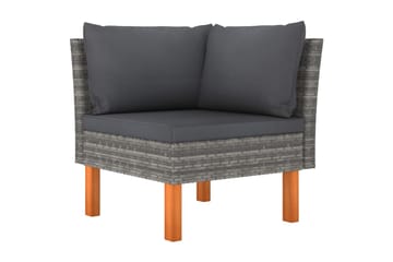 4-personers havesofa med hynder polyrattan grå - Grå - Havemøbler - Loungemøbler - Loungesofaer