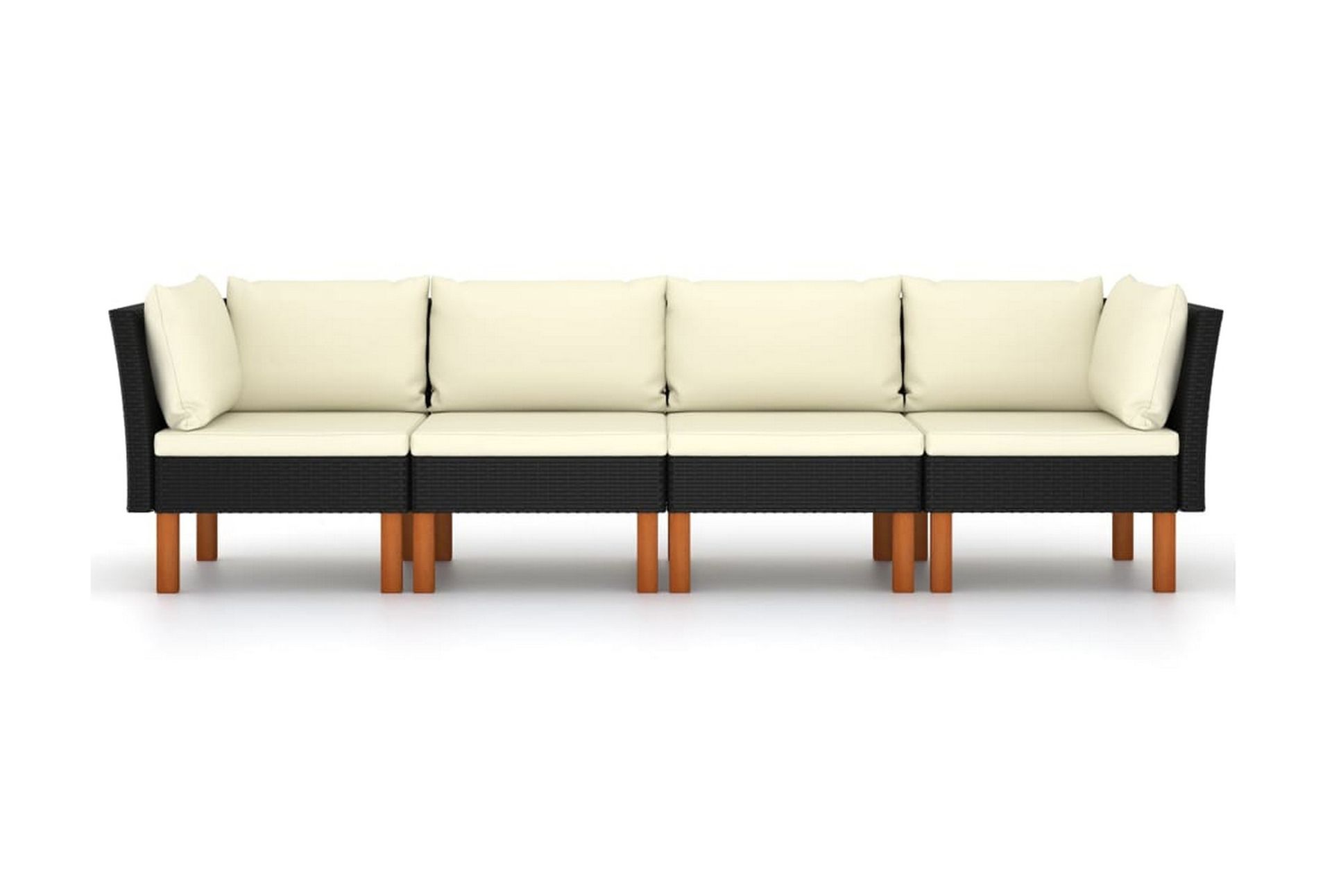 4-personers havesofa med hynder polyrattan sort - Havemøbler - Loungemøbler - Loungesofaer
