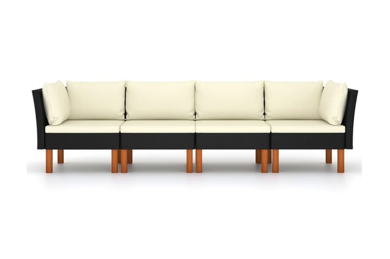 4-personers havesofa med hynder polyrattan sort - Havemøbler - Loungemøbler - Loungesofaer