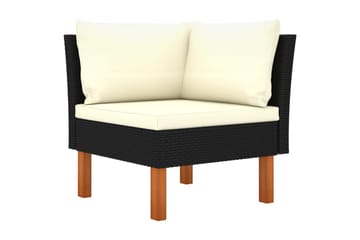 4-personers havesofa med hynder polyrattan sort - Havemøbler - Loungemøbler - Loungesofaer