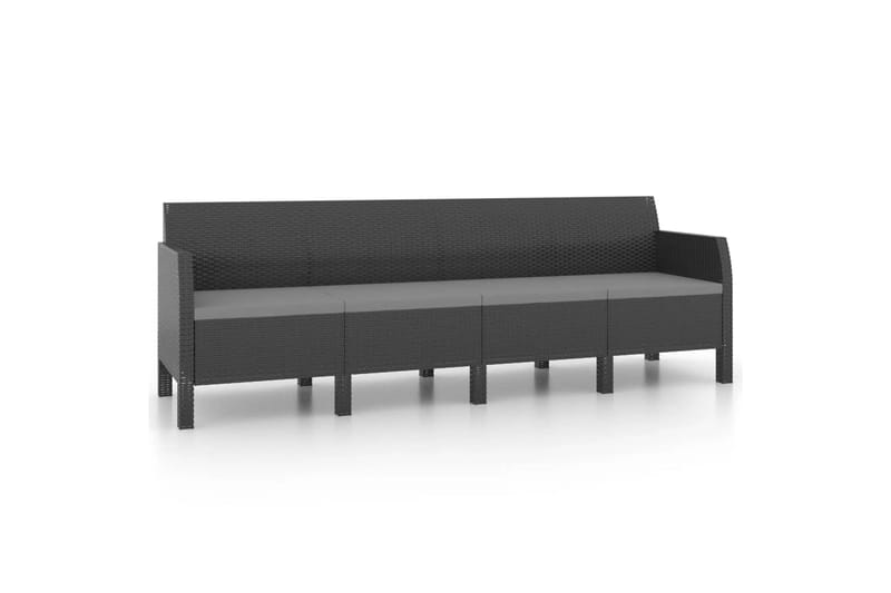 4-personers havesofa med hynder PP antracitgrå - Antracit - Havemøbler - Loungemøbler - Loungesofaer
