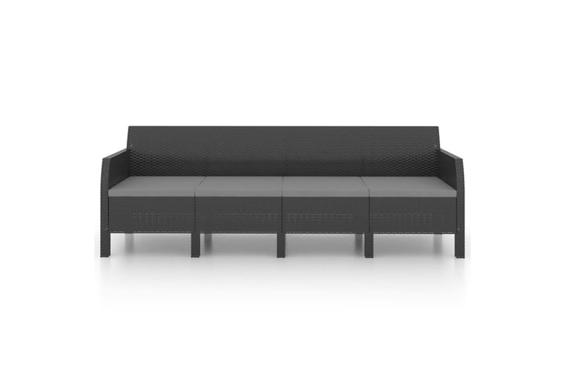 4-personers havesofa med hynder PP antracitgrå - Antracit - Havemøbler - Loungemøbler - Loungesofaer