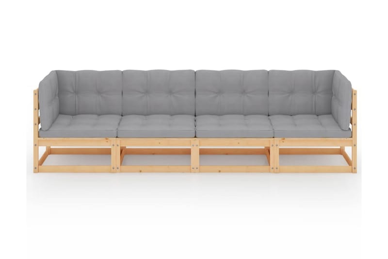 4-personers havesofa med hynder massivt fyrretræ - Brun - Havemøbler - Loungemøbler - Loungesofaer