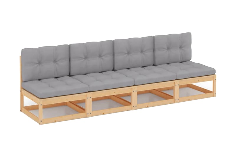 4-personers sofa med hynder massivt fyrretræ - Brun - Havemøbler - Loungemøbler - Loungesofaer