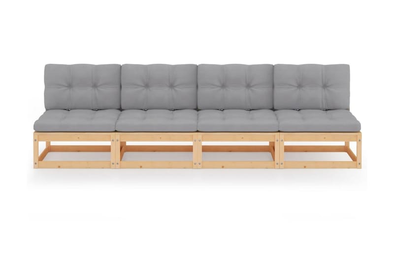 4-personers sofa med hynder massivt fyrretræ - Brun - Havemøbler - Loungemøbler - Loungesofaer