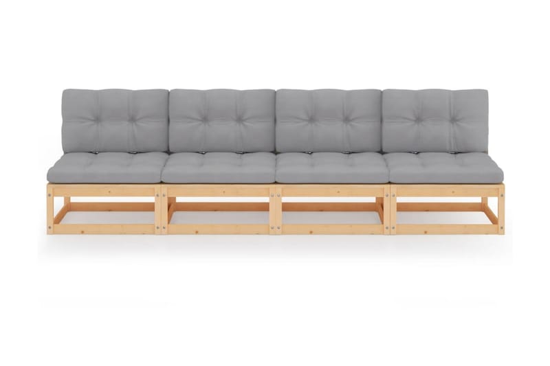 4-personers sofa med hynder massivt fyrretræ - Brun - Loungesofaer - Havesofaer & bænke