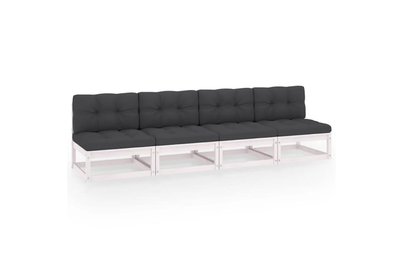 4-personers sofa med hynder massivt fyrretræ - Hvid - Havemøbler - Loungemøbler - Loungesofaer