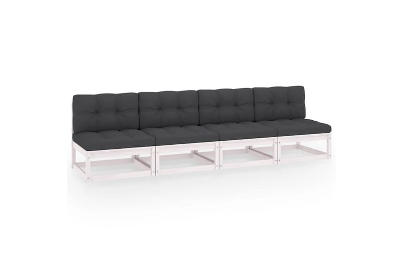 4-personers sofa med hynder massivt fyrretræ - Hvid - Loungesofaer - Havesofaer & bænke