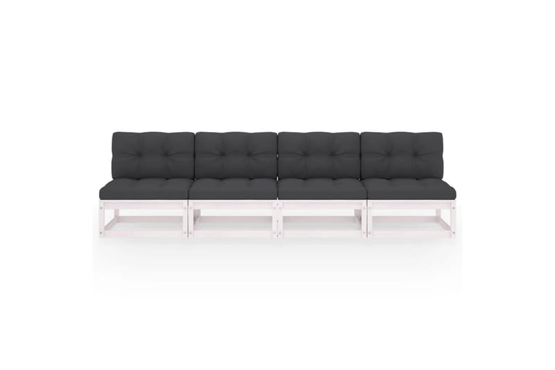 4-personers sofa med hynder massivt fyrretræ - Hvid - Loungesofaer - Havesofaer & bænke