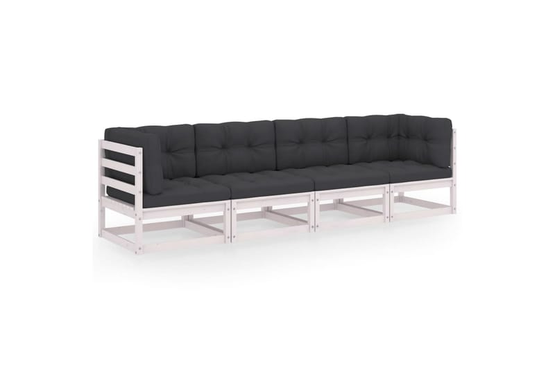 4-personers havesofa med hynder massivt akacietræ - Hvid - Havemøbler - Loungemøbler - Loungesofaer