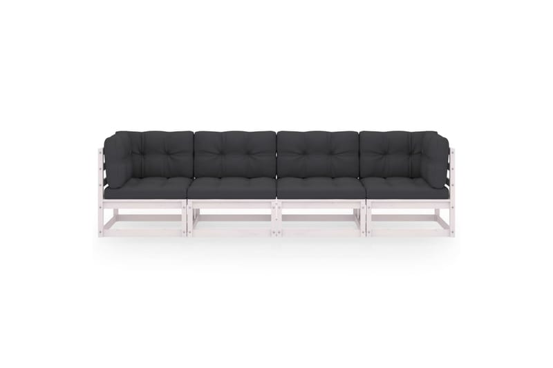 4-personers havesofa med hynder massivt akacietræ - Hvid - Havemøbler - Loungemøbler - Loungesofaer