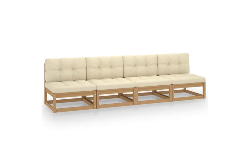 4-personers sofa med hynder massivt fyrretræ - Brun - Havemøbler - Loungemøbler - Loungesofaer