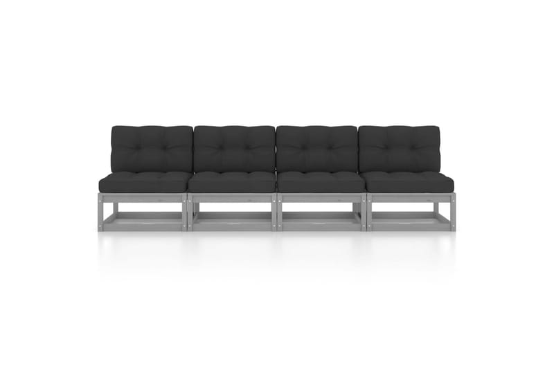 4-personers sofa med hynder massivt fyrretræ - Grå - Loungesofaer - Havesofaer & bænke