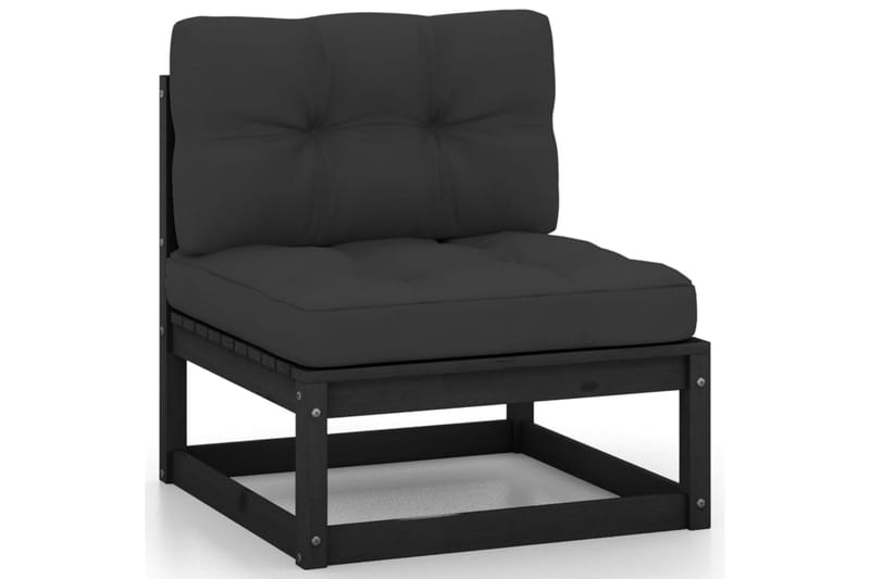 4-personers havesofa med hynder massivt fyrretræ - Sort - Havemøbler - Loungemøbler - Loungesofaer