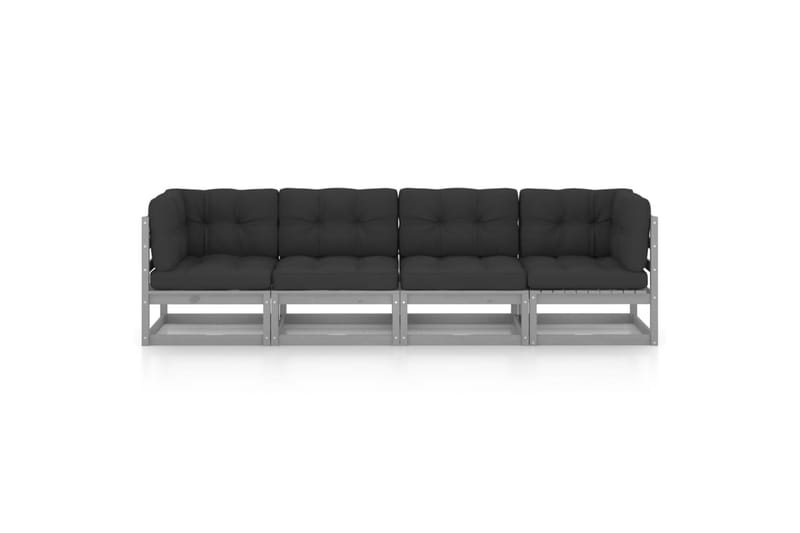 4-personers havesofa med hynder massivt fyrretræ - Grå - Havemøbler - Loungemøbler - Loungesofaer