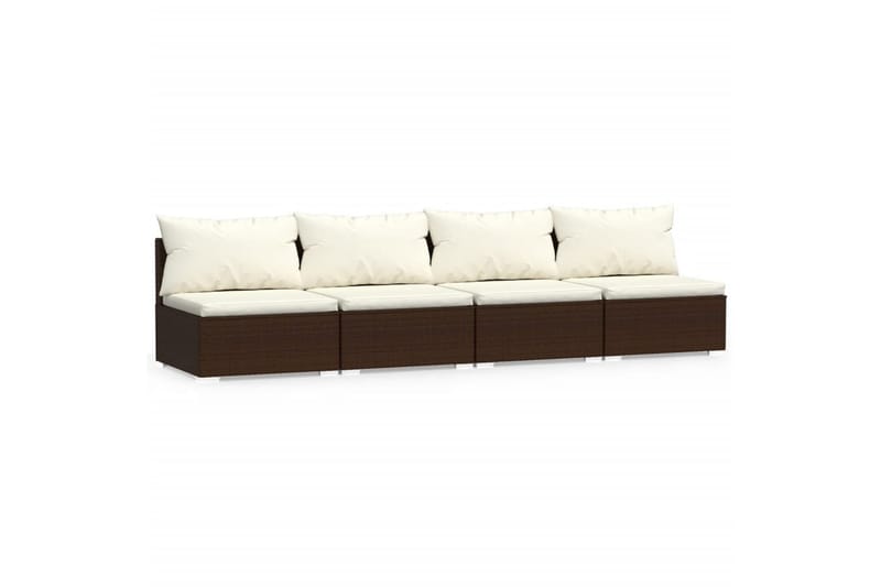 4-personers sofa med hynder polyrattan brun - Brun - Havemøbler - Loungemøbler - Loungesofaer