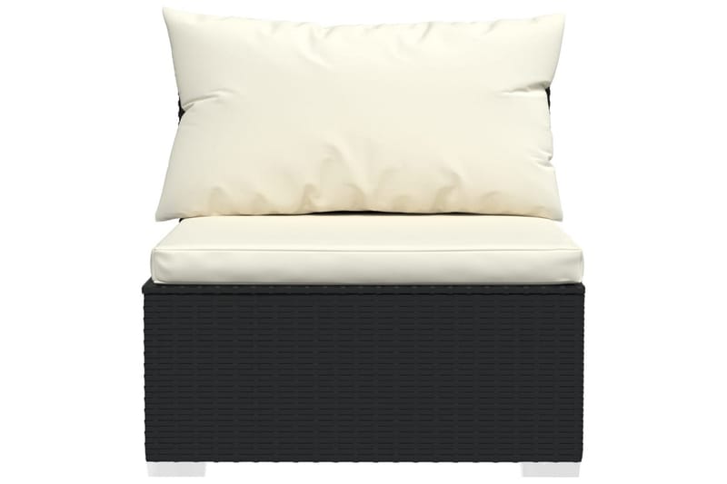 4-personers sofa med hynder polyrattan sort - Sort - Havemøbler - Loungemøbler - Loungesofaer
