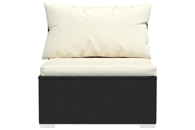 4-personers sofa med hynder polyrattan sort - Sort - Loungesofaer - Havesofaer & bænke