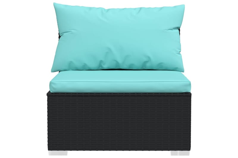 4-personers sofa med hynder polyrattan sort - Sort - Loungesofaer - Havesofaer & bænke