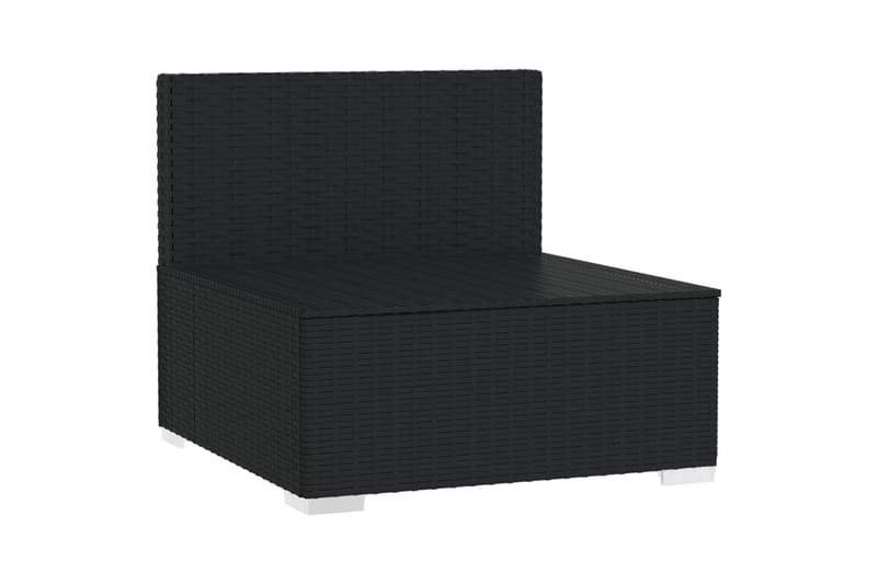 4-personers sofa med hynder polyrattan sort - Sort - Havemøbler - Loungemøbler - Loungesofaer