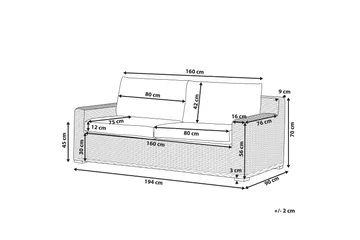 Apriliana 2-Pers. Sofa - Polyrattan/Lysebrun - Havemøbler - Loungemøbler - Loungesofaer