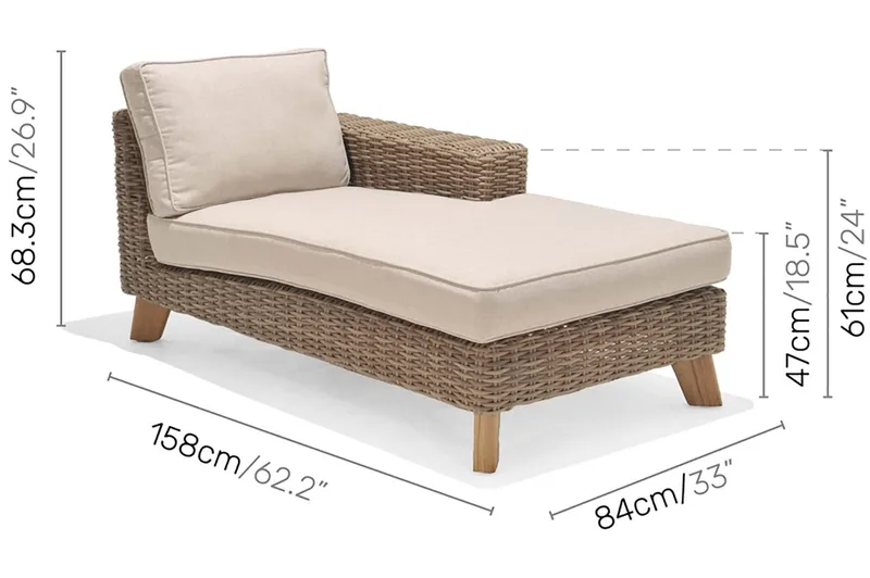 Barbados Sofa med Armlæn Venstre - Beige - Havemøbler - Loungemøbler - Loungesofaer
