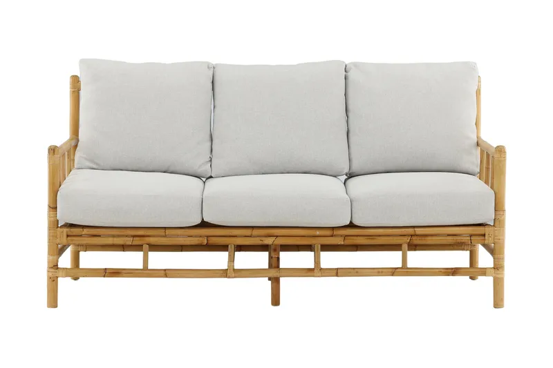Cane Sofa 3-Pers., Brun/Hvid