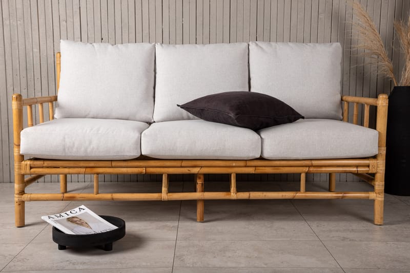 Cane Sofa 3-Pers. Brun/Hvid - Venture Home - Loungesofaer - Havesofaer & bænke