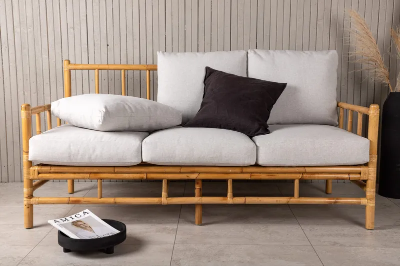 Cane Sofa 3-Pers. - Brun/Hvid - Havemøbler - Loungemøbler - Loungesofaer