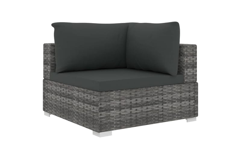 Haveloungesæt 5 dele med hynder polyrattan grå - Grå - Havemøbler - Loungemøbler - Loungesofaer