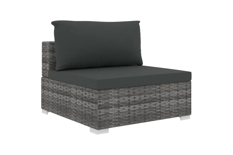 Haveloungesæt 5 dele med hynder polyrattan grå - Grå - Loungesofaer - Havesofaer & bænke