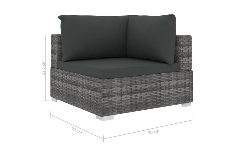 Haveloungesæt 5 dele med hynder polyrattan grå - Grå - Havemøbler - Loungemøbler - Loungesofaer