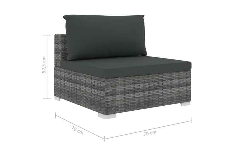 Haveloungesæt 5 dele med hynder polyrattan grå - Grå - Havemøbler - Loungemøbler - Loungesofaer