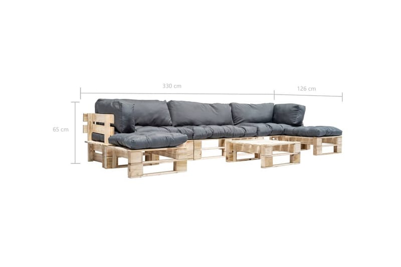 Haveloungesæt Af Træpaller 6 Dele Grå Hynder Fsc-Træ - Havemøbler - Loungemøbler - Loungesofaer