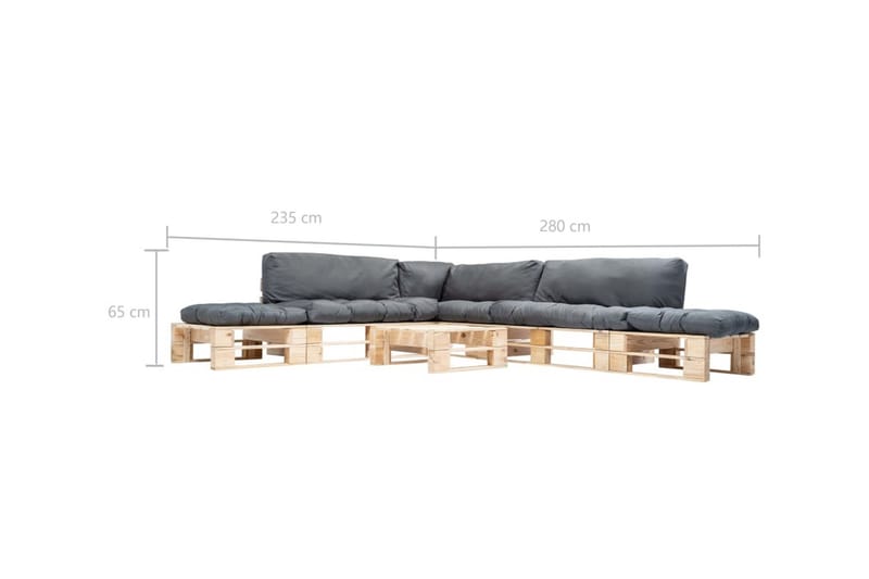 Haveloungesæt Af Træpaller 6 Dele Med Grå Hynder Fsc-Træ - Havemøbler - Loungemøbler - Loungesofaer