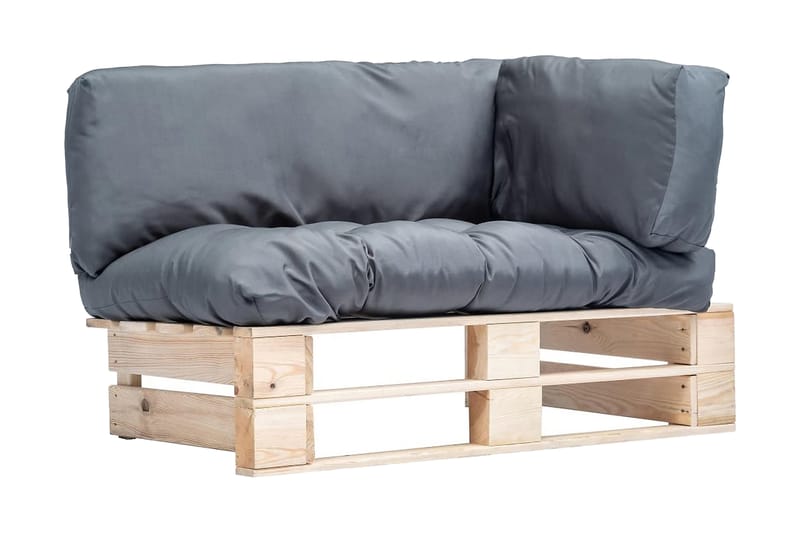 havesofa af træpaller med grå hynder FSC-fyrretræ - Havemøbler - Loungemøbler - Loungesofaer