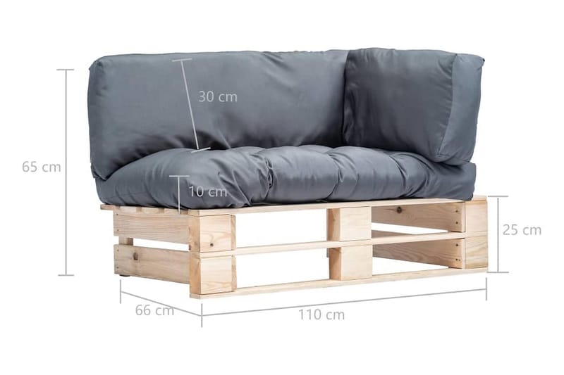 havesofa af træpaller med grå hynder FSC-fyrretræ - Havemøbler - Loungemøbler - Loungesofaer