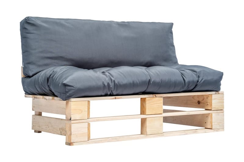 Havesofa Af Træpaller Med Grå Hynder Fsc-Fyrretræ - Havemøbler - Loungemøbler - Loungesofaer