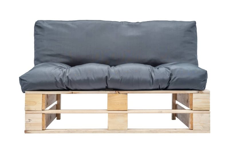 Havesofa Af Træpaller Med Grå Hynder Fsc-Fyrretræ - Havemøbler - Loungemøbler - Loungesofaer