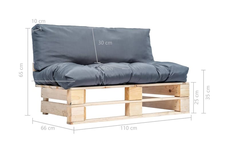 Havesofa Af Træpaller Med Grå Hynder Fsc-Fyrretræ - Havemøbler - Loungemøbler - Loungesofaer