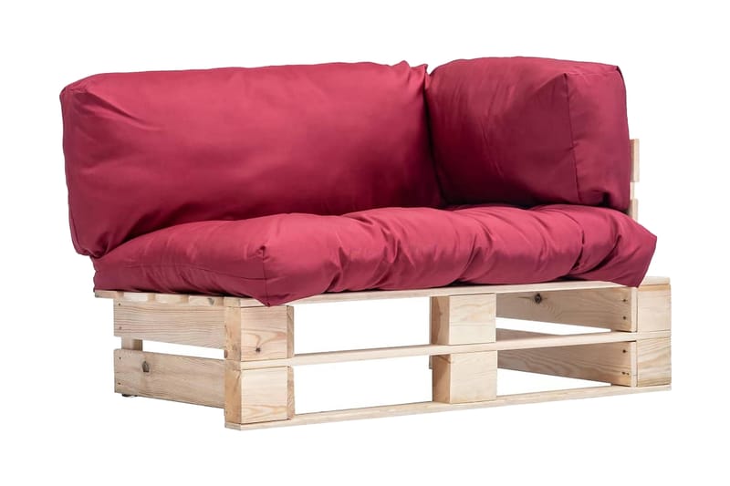 havesofa af træpaller med røde hynder FSC-fyrretræ - Havemøbler - Loungemøbler - Loungesofaer