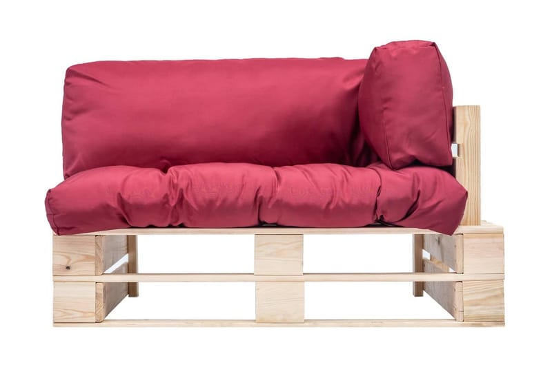 havesofa af træpaller med røde hynder FSC-fyrretræ - Havemøbler - Loungemøbler - Loungesofaer