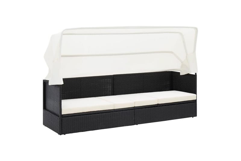 Havesofa Med Baldakin Polyrattan Sort - Havemøbler - Loungemøbler - Loungesofaer