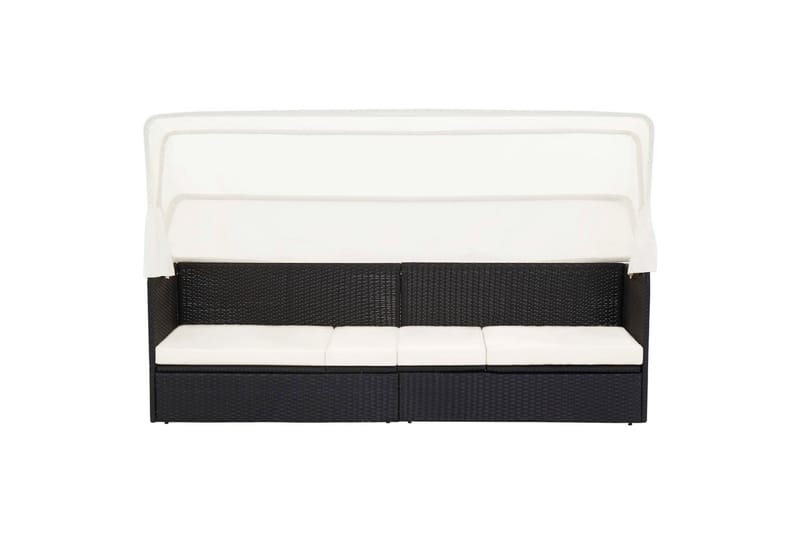 Havesofa Med Baldakin Polyrattan Sort - Havemøbler - Loungemøbler - Loungesofaer