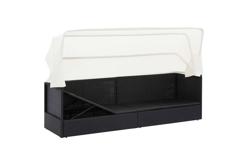 Havesofa Med Baldakin Polyrattan Sort - Havemøbler - Loungemøbler - Loungesofaer