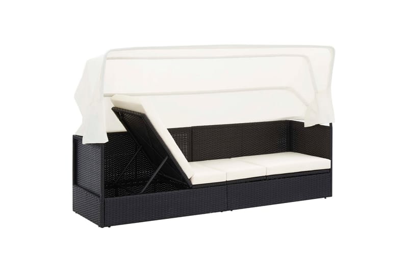 Havesofa Med Baldakin Polyrattan Sort - Havemøbler - Loungemøbler - Loungesofaer