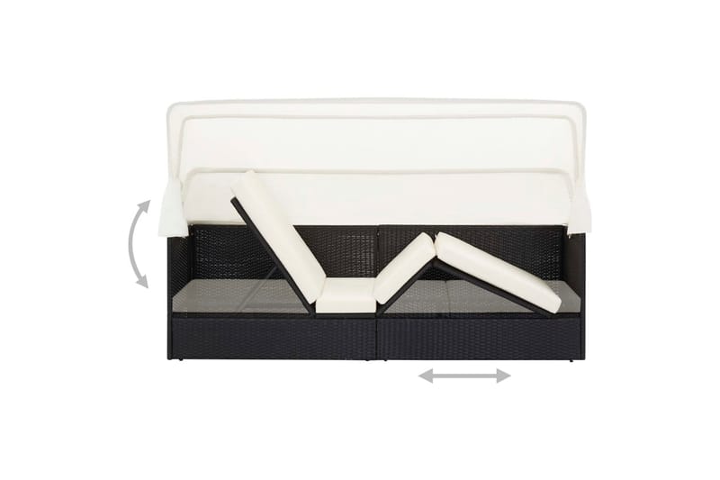 Havesofa Med Baldakin Polyrattan Sort - Havemøbler - Loungemøbler - Loungesofaer