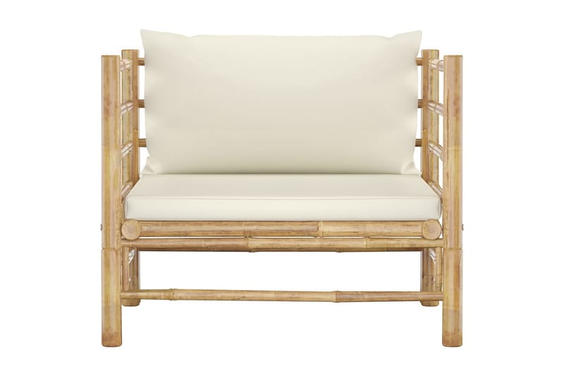 havesofa med cremehvide hynder bambus - Brun - Havemøbler - Loungemøbler - Loungesofaer