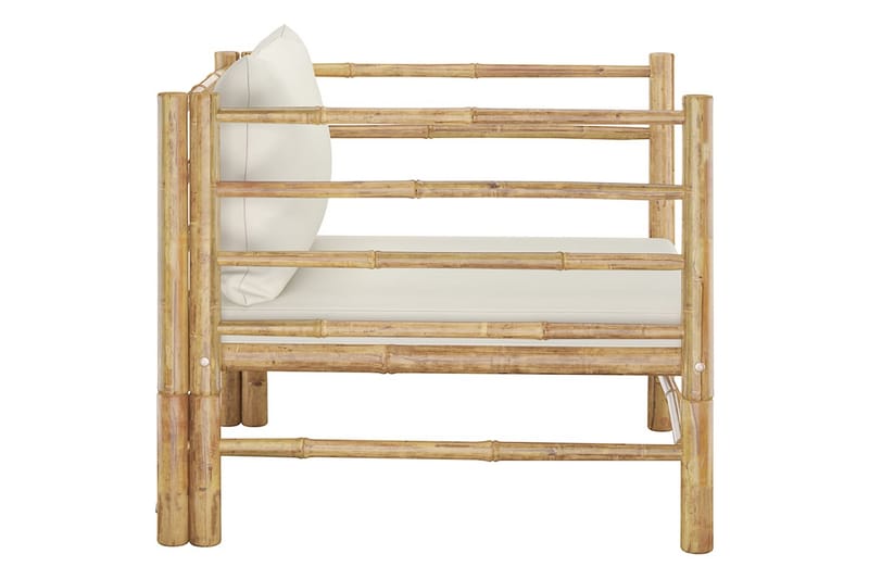 havesofa med cremehvide hynder bambus - Brun - Havemøbler - Loungemøbler - Loungesofaer